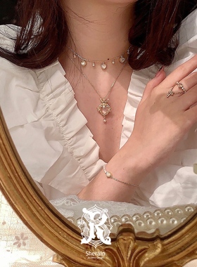 天然白水晶爱心锁骨链