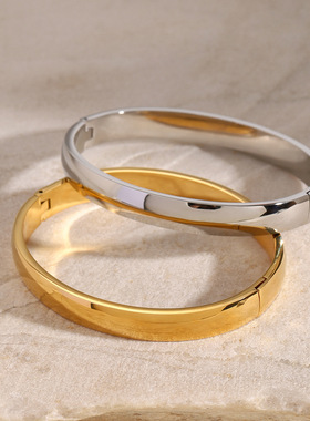 欧美不锈钢素圈手镯高版本圆环镯子钛钢手饰饰品bracelet