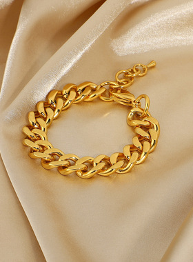 3mm6mm8mm12mm迈阿密古巴男士手链朋克珠宝18K镀金不锈钢手链饰品