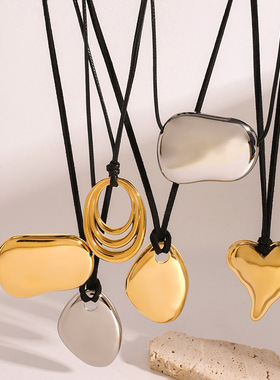 欧美不锈钢几何不规则吊坠项链高级感ins锁骨链钛钢饰品