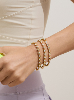 欧美钛钢饰品不锈钢叠戴手链轻奢高级感不掉色网球链