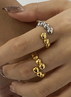 欧美珍珠戒指钛钢不掉色高级感饰品不锈钢rings