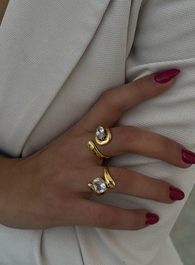 欧美不锈钢锆石戒指高级感小众轻奢指环钛钢手饰品rings