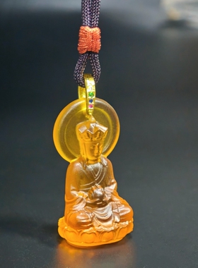 惠古琉璃立体地藏王菩萨吊坠项链
