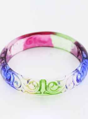 古法复古女琉璃手镯五彩色送长辈