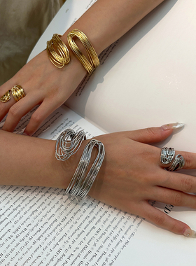 JILIFANG线条缠绕手镯戒指