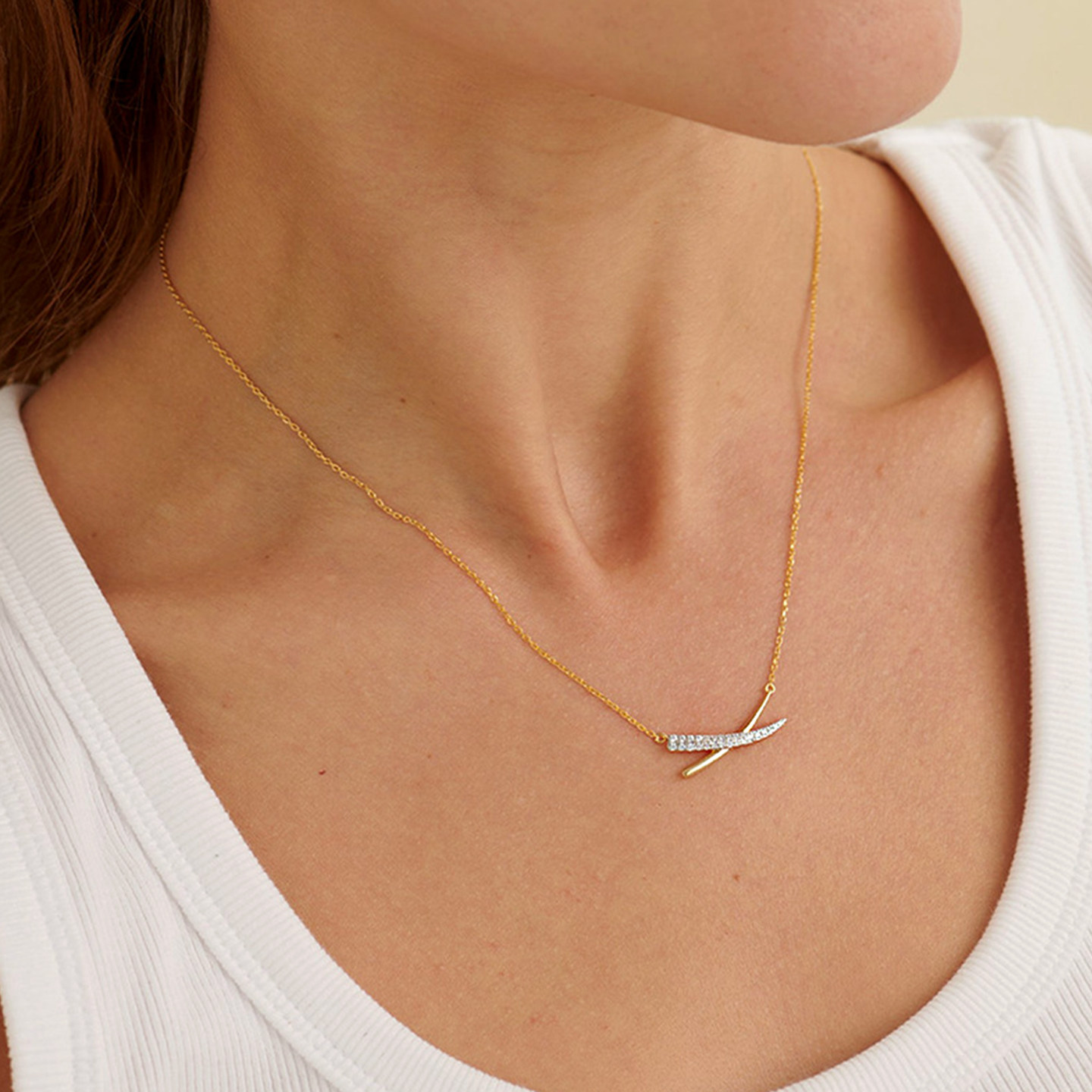 JILIFANG 通体S925银微镶5A高碳满钻交叉X线条精致礼物项链锁骨链,淘宝优惠券,粉丝福利购,淘宝优惠卷