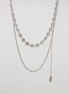 欧美双层猪鼻子链条项链