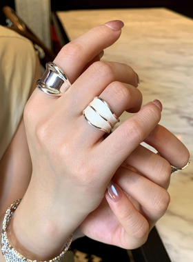 高智时髦极简宽面开口戒指