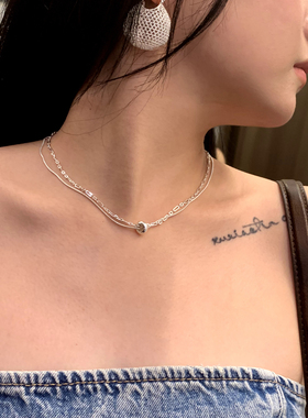JILIFANG百搭简约高级感ins双层叠戴链条转运珠蛇骨锁骨链项链女