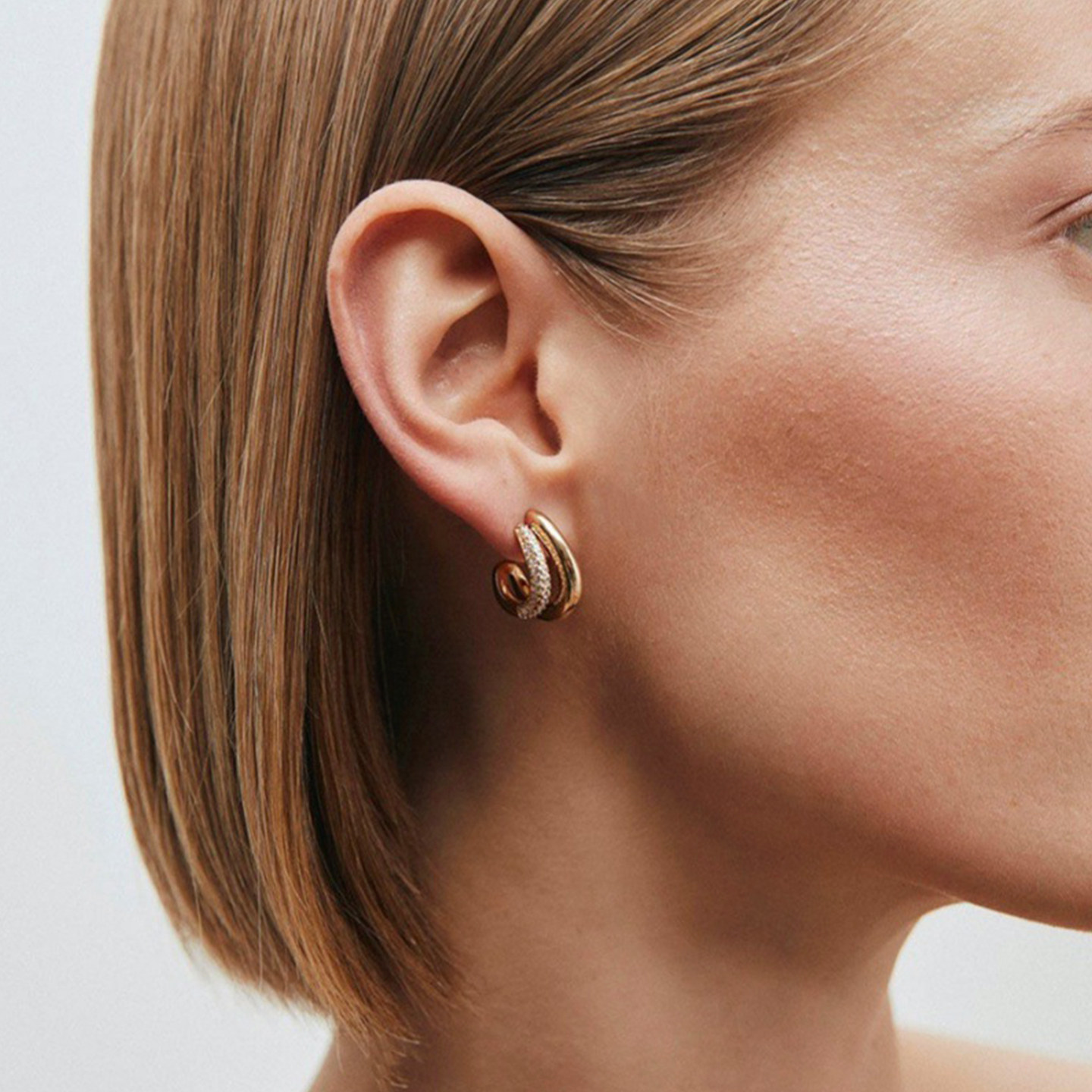 JILIFANG 欧美风法式经典简约双层C圈微镶锆石银针防过敏耳环耳钉,淘宝优惠券,粉丝福利购,淘宝优惠卷