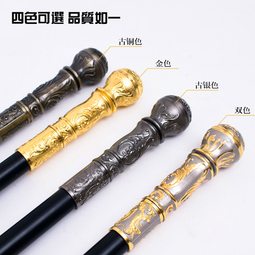 不锈钢手杖剑户外防身剑棍中刀圆头拐杖剑棍棒一体cos道具未开刃 - 图0