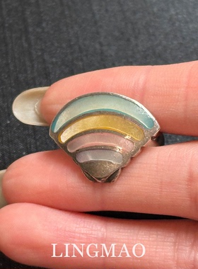 彩色几何扇形螺纹戒指高级感轻奢