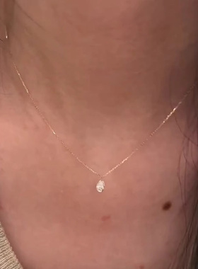 纯银人鱼之泪项链锆石水滴锁骨链