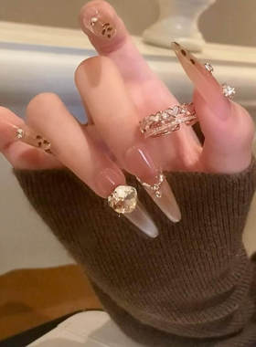 复古满钻爱心仿贝壳双层戒指精致