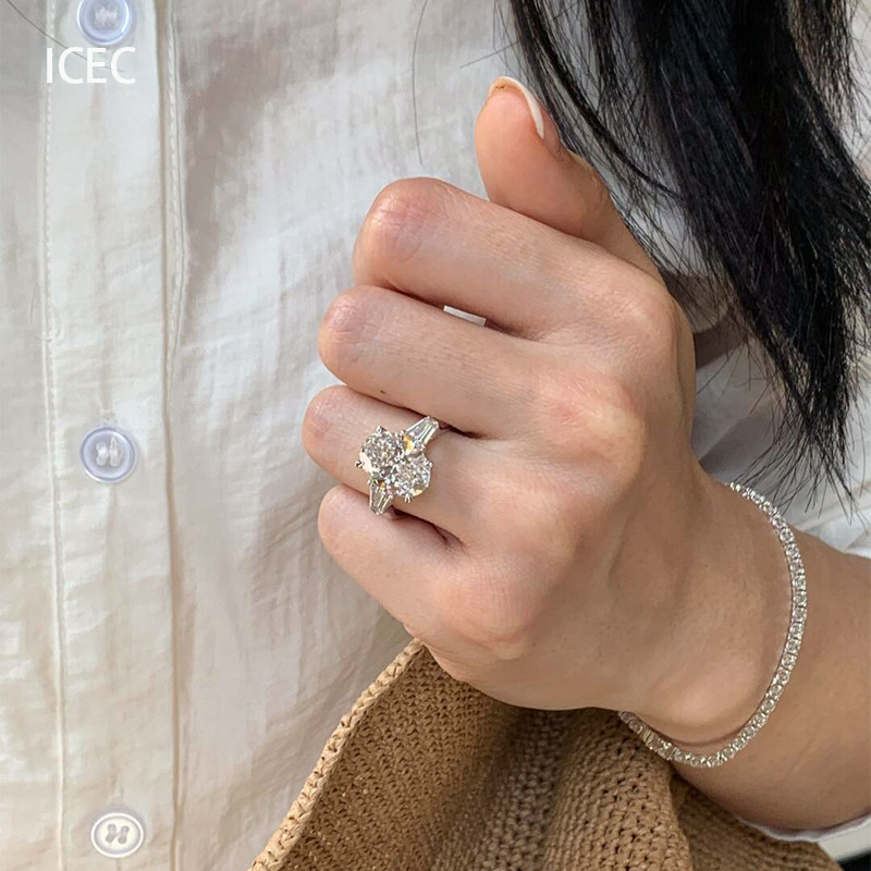 New Chinese style explosive pigeon egg imitation zircon ring for women