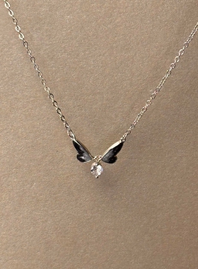 渐变蓝紫色蝴蝶闪钻项链韩系简约