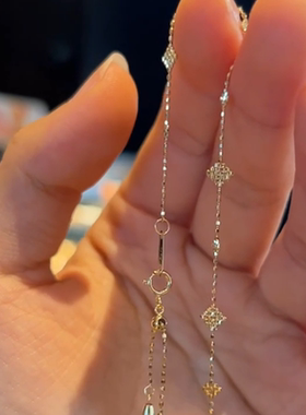 金色橄榄珠小方块手链中古不掉色