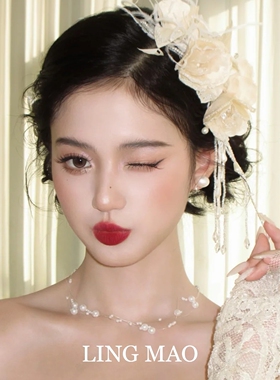 超仙复古羽毛串珠流苏发带高级感