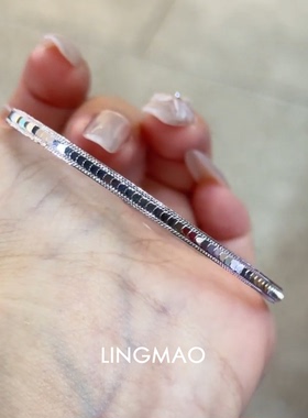 不掉色碎冰冰银色手镯高级感轻奢