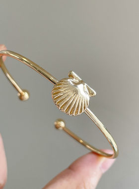 海边度假风金色贝壳海螺手镯百搭