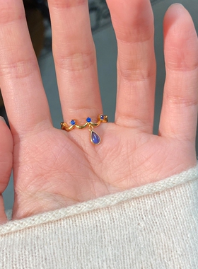 水滴闪钻皇冠戒指小众设计高级感