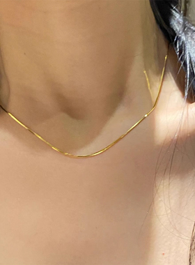 s925纯银金色项链素链颈链高级感