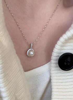 韩系太阳花仿珍珠吊坠项链高级感