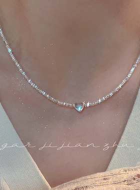 925银碎银子爱心项链女轻奢小众