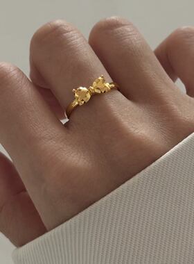 金色立体蝴蝶结戒指小众轻奢气质