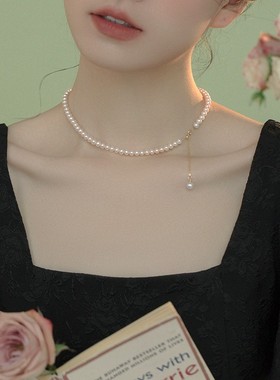 小米珠仿珍珠项链女款颈链锁骨链