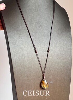 秋冬复古美拉德水滴虎眼吊坠项链