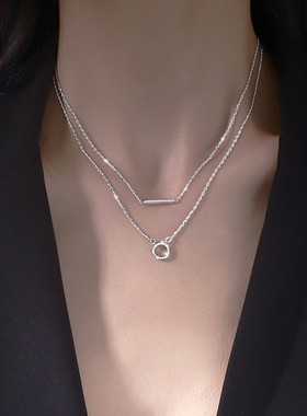 925纯银双层项链女轻奢小众设计感2022年新款女ins冷淡风锁骨链