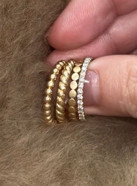 复古做旧肌理感锤纹戒指小众轻奢