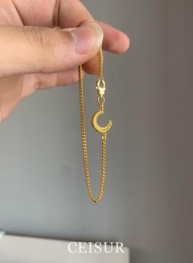 极简金色月牙极细手链女显白简约