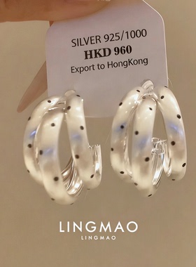 韩系精致波点三环耳钉高级感气质