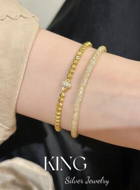 金色花球仿猫眼珠串珠手链高级感