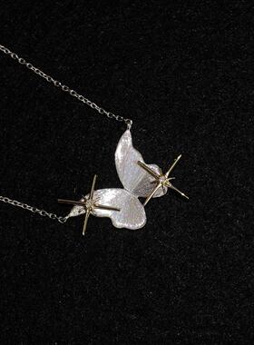 四芒星拉丝紫蝴蝶项链