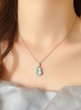 s925银国风新中式和田玉葫芦项链