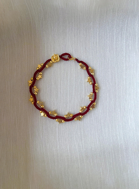 新中式金色星星红色手绳轻奢小众