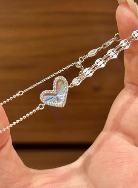 镭射炫彩爱心手链轻奢小众高级感