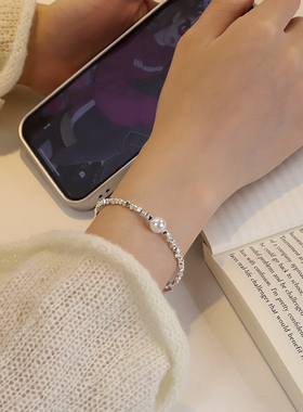 925纯银碎银几两珍珠手链女款