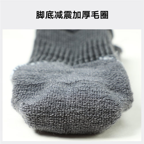 拓路者美利奴羊毛袜抗菌防臭徒步中筒袜男女款减震毛圈底运动袜子 - 图0