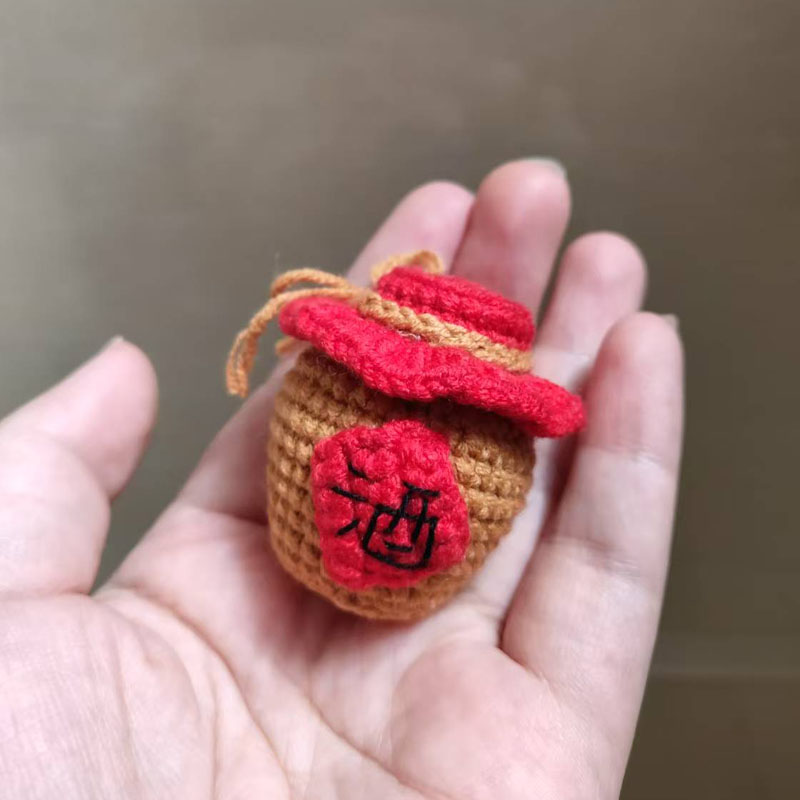 【挂件】成品手工毛线钩织迷你水果柠檬丑桔小酒坛包包钥匙装饰 - 图1