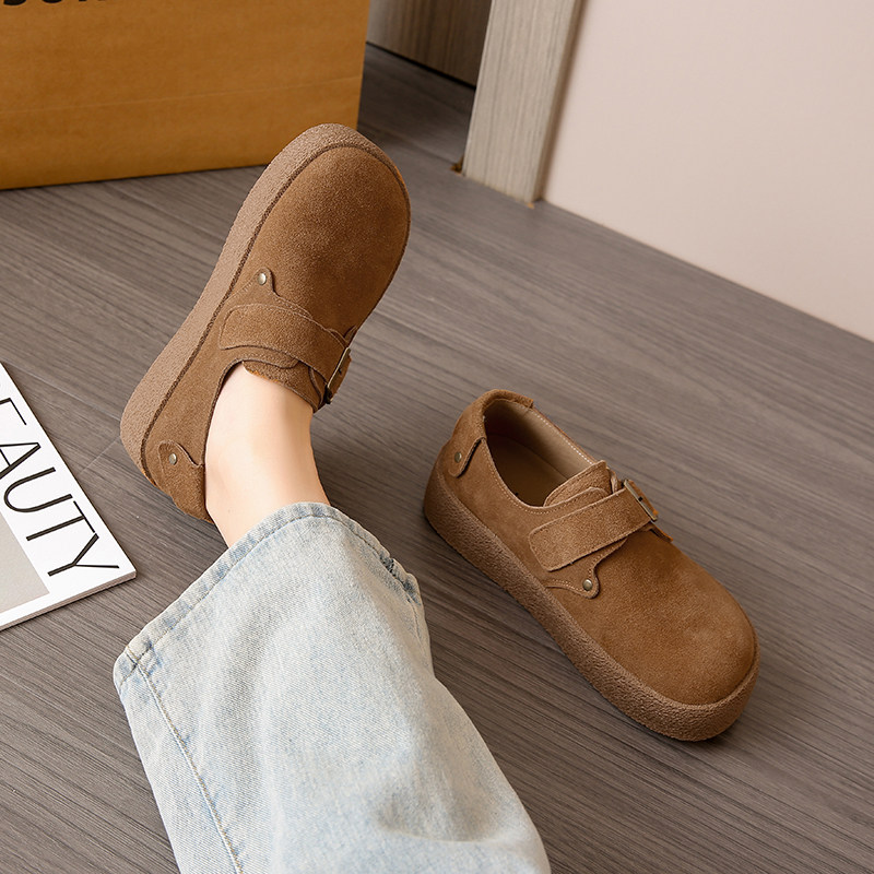 复古勃肯鞋女2025春季新款懒人一脚蹬豆豆鞋增高全包厚底乐福单鞋,淘宝优惠券,粉丝福利购,淘宝优惠卷