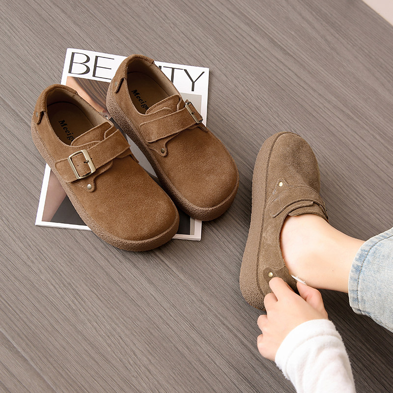 复古勃肯鞋女2025春季新款懒人一脚蹬豆豆鞋增高全包厚底乐福单鞋,淘宝优惠券,粉丝福利购,淘宝优惠卷