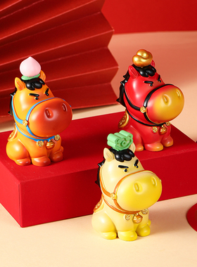 马年文创盲盒可爱卡通八骏马摆件