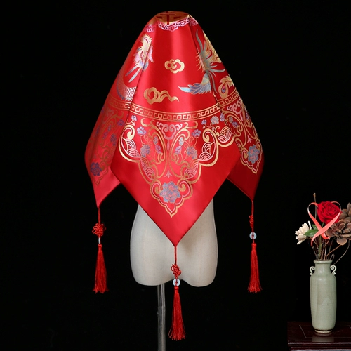 Невеста вышла замуж за Красный Хиджа Дракон и Феникс XIPA Xiuhe Headdress Headress Китайская вышивка Xiuhe Одежда красный хиджаб