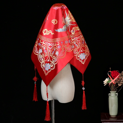 Невеста вышла замуж за Красный Хиджа Дракон и Феникс XIPA Xiuhe Headdress Headress Китайская вышивка Xiuhe Одежда красный хиджаб