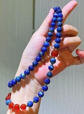 新中式蓝玉石串珠项链个性独特设计气质锁骨链小众高级感颈链项饰